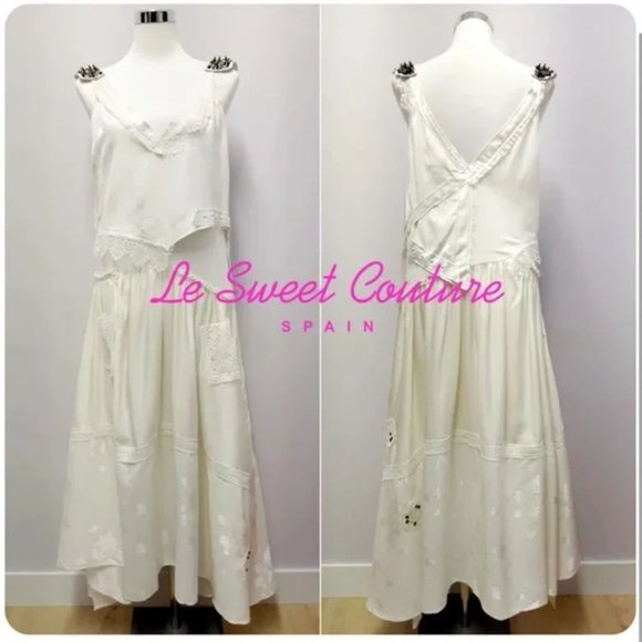 ZARA ATELIER OYSTER WHITE STUDDED BEADED DRESS LIMITED EDITION - Picture 2 of 11